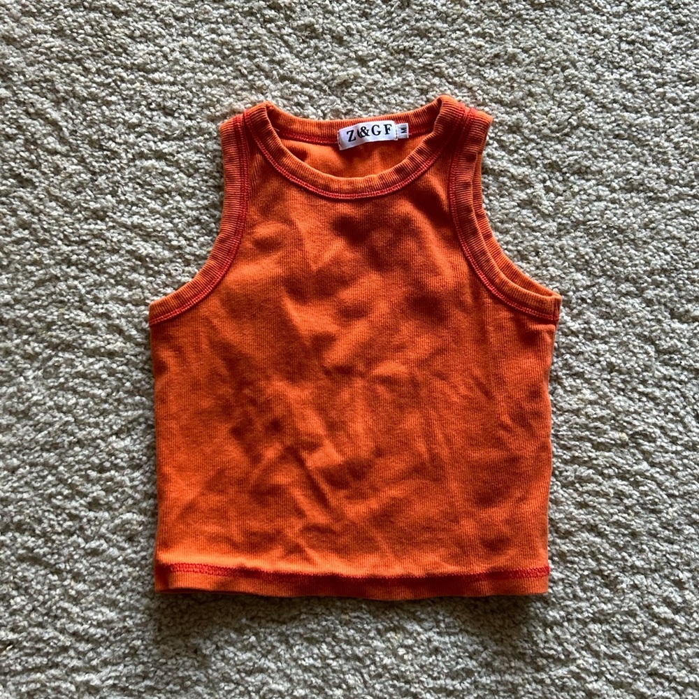 ZC&GF Bright Orange Ribbed Tank Top